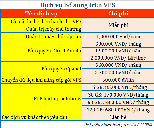 Dịch vụ bổ sung VPS Trí Việt